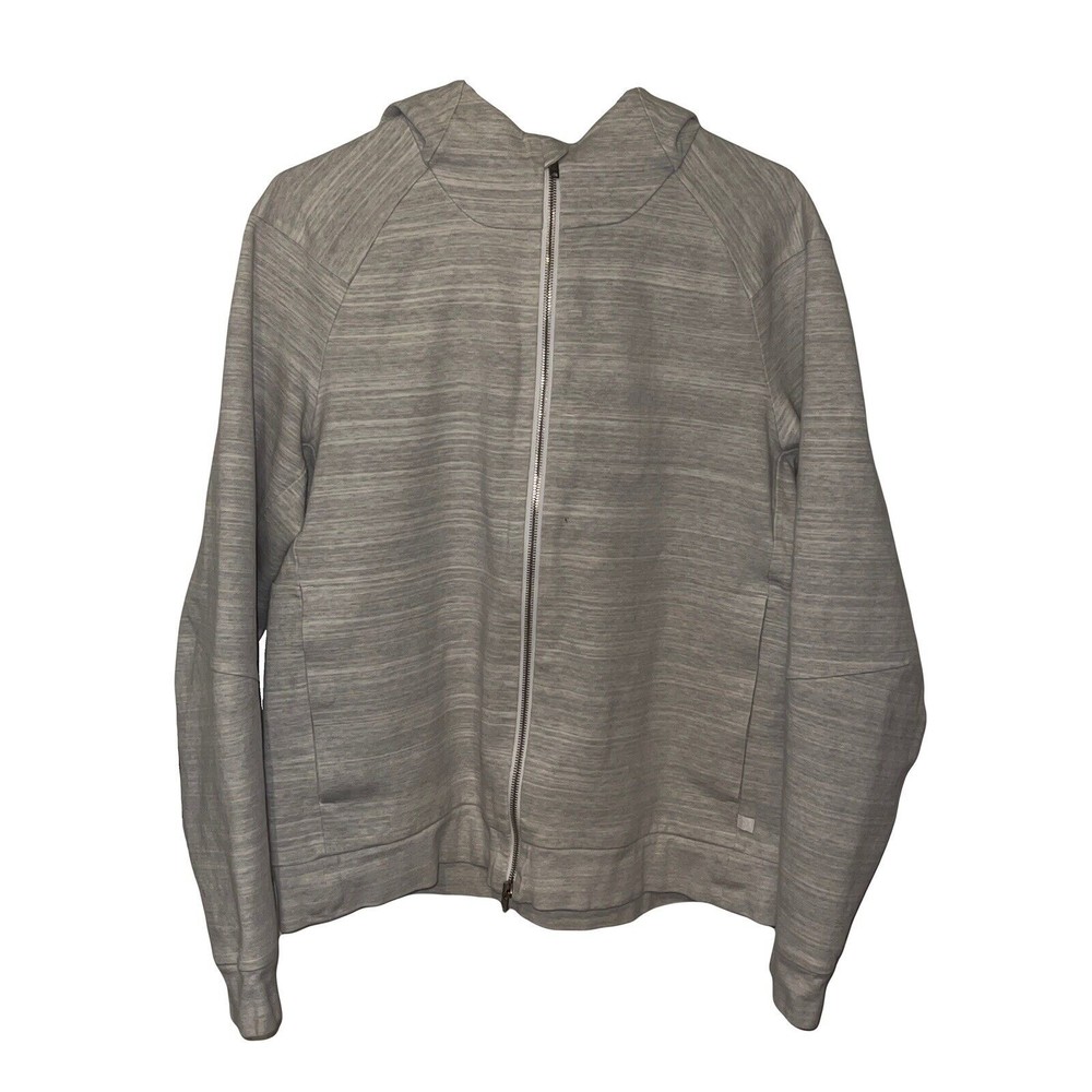 Lululemon Lab Mens Sweat Shirt Hoodie Full Zip Size Large Light Grey